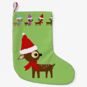 Cute Reindeer Kerstmis Stocking Kleine Kerstsok (Voorkant)