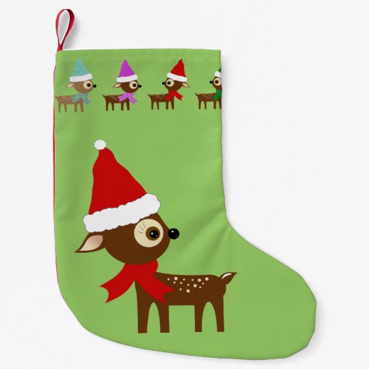 Cute Reindeer Kerstmis Stocking Kleine Kerstsok (Voorkant)