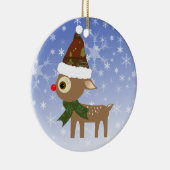 Cute Reindeer Kerstversier Keramisch Ornament (Rechts)