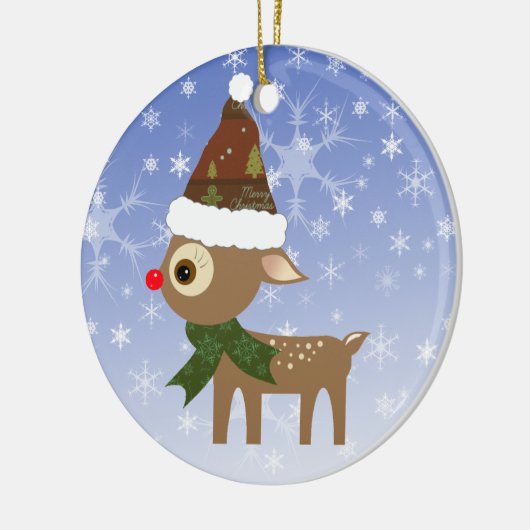 Cute Reindeer Kerstversier Keramisch Ornament (Links)