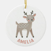 Cute Reindeer Kid`s Name Christmas Keramisch Ornament (Voorkant)