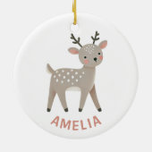 Cute Reindeer Kid`s Name Christmas Keramisch Ornament (Achterkant)