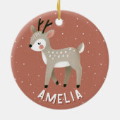 Cute Reindeer Kid`s Name Christmas Keramisch Ornament (Achterkant)