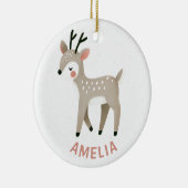 Cute Reindeer Kid`s Name Christmas Keramisch Ornament (Rechts)