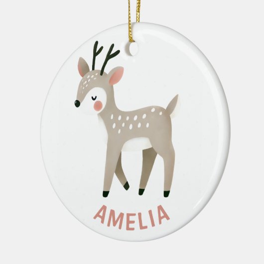 Cute Reindeer Kid`s Name Christmas Keramisch Ornament (Links)