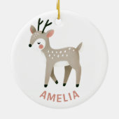 Cute Reindeer Kid`s Name Christmas Keramisch Ornament (Achterkant)