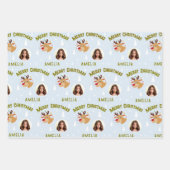 Cute Reindeer Kid`s Name Photo Christmas Inpakpapier Vel (Voorkant)