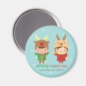 Cute Reindeer Kinder Merry Kerstparty Favors Magneet (Voorkant / Achterkant)