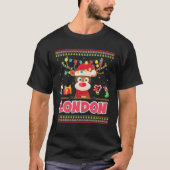 Cute Reindeer London Merry kerst Light Santa H T-shirt (Voorkant)