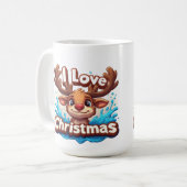 Cute Reindeer Mascot With 'I Love Christmas' Text Koffiemok (Voorkant links)