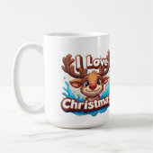 Cute Reindeer Mascot With 'I Love Christmas' Text Koffiemok (Links)