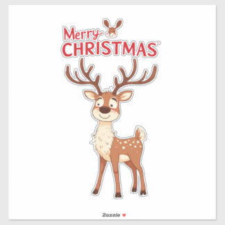 Cute Reindeer Mascot With 'I Love Christmas' Text Sticker