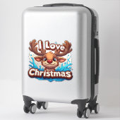 Cute Reindeer Mascot With 'I Love Christmas' Text Sticker (Koffer)