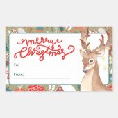 Cute Reindeer Merry Christmas Lights  Rechthoekige Sticker (Voorkant)