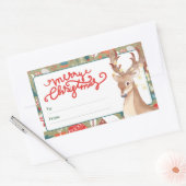 Cute Reindeer Merry Christmas Lights  Rechthoekige Sticker (Envelop)