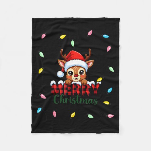 Cute Reindeer Merry Christmas Shirt –plaid Holiday Fleece Deken (Voorkant)