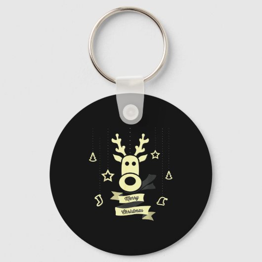 Cute Reindeer Merry Christmas Sleutelhanger (Voorkant)