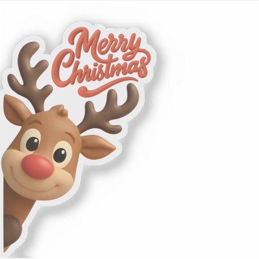 Cute Reindeer “Merry Christmas” Sticker (Voorkant)