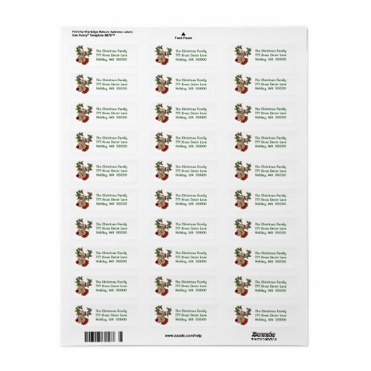 Cute Reindeer Merry Kerstfeestay Adres Etiket (Full Sheet)
