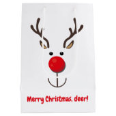 Cute Reindeer "Merry Kerstmis, hert" Medium Cadeauzakje (Achterkant)