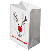 Cute Reindeer "Merry Kerstmis, hert" Medium Cadeauzakje (Achterkant Gekanteld)