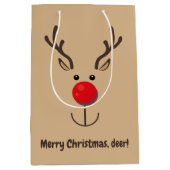 Cute Reindeer "Merry Kerstmis, hert" Medium Cadeauzakje (Voorkant)