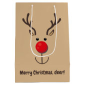 Cute Reindeer "Merry Kerstmis, hert" Medium Cadeauzakje (Achterkant)