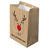 Cute Reindeer "Merry Kerstmis, hert" Medium Cadeauzakje (Achterkant Gekanteld)