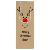 Cute Reindeer "Merry Kerstmis, hert" Wijn Cadeautas (Voorkant)