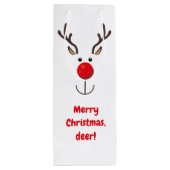 Cute Reindeer "Merry Kerstmis, herten" Wijn Cadeautas (Achterkant)