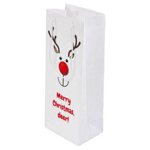 Cute Reindeer "Merry Kerstmis, herten" Wijn Cadeautas