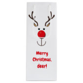 Cute Reindeer "Merry Kerstmis, herten" Wijn Cadeautas (Voorkant)