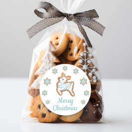 Cute Reindeer Merry Kerstmis Ronde Sticker
