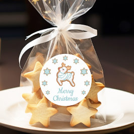 Cute Reindeer Merry Kerstmis Ronde Sticker