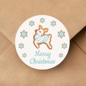 Cute Reindeer Merry Kerstmis Ronde Sticker