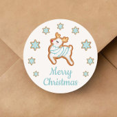 Cute Reindeer Merry Kerstmis Ronde Sticker