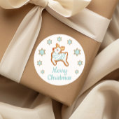 Cute Reindeer Merry Kerstmis Ronde Sticker