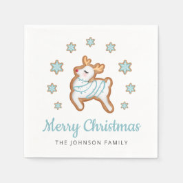 Cute Reindeer Merry Kerstmis Servet