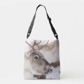 Cute Reindeer Natuur Foto Crossbody Tas (Achterkant)