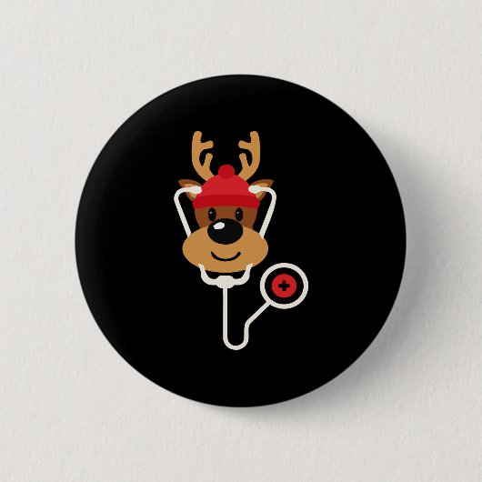 Cute Reindeer Neurse Kerstmis Ronde Button 5,7 Cm (Voorkant)