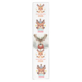 cute reindeer new year 2026 table runner korte tafelloper (Voorkant)