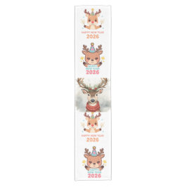 cute reindeer new year 2026 table runner korte tafelloper