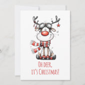 Cute Reindeer – “Oh Deer, It’s Christmas"  Feestdagenkaart (Voorkant)