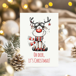 Cute Reindeer – “Oh Deer, It’s Christmas"  Feestdagenkaart