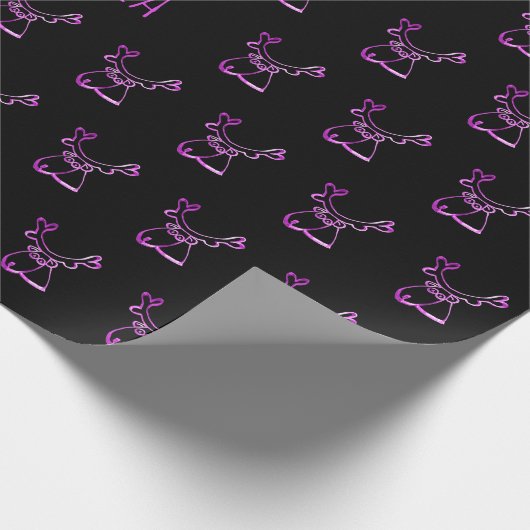 Cute Reindeer Pattern Faux Roze Kerstmis Cadeaupapier (Hoek)