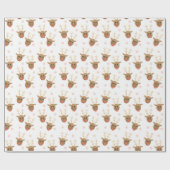 Cute Reindeer Pattern Snowflakes Oranje Brown Cadeaupapier (Vlak)