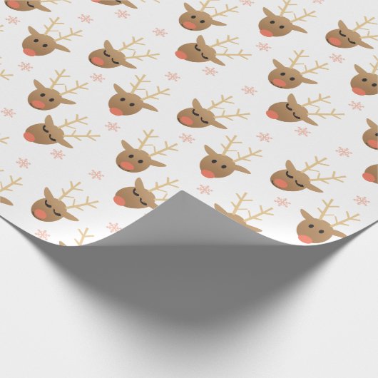 Cute Reindeer Pattern Snowflakes Oranje Brown Cadeaupapier (Hoek)