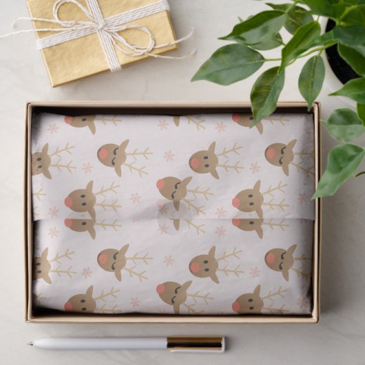 Cute Reindeer Pattern Snowflakes Oranje Tissuepapier (Geschenk)