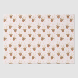 Cute Reindeer Pattern Snowflakes Oranje Tissuepapier