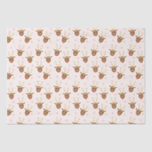 Cute Reindeer Pattern Snowflakes Oranje Tissuepapier